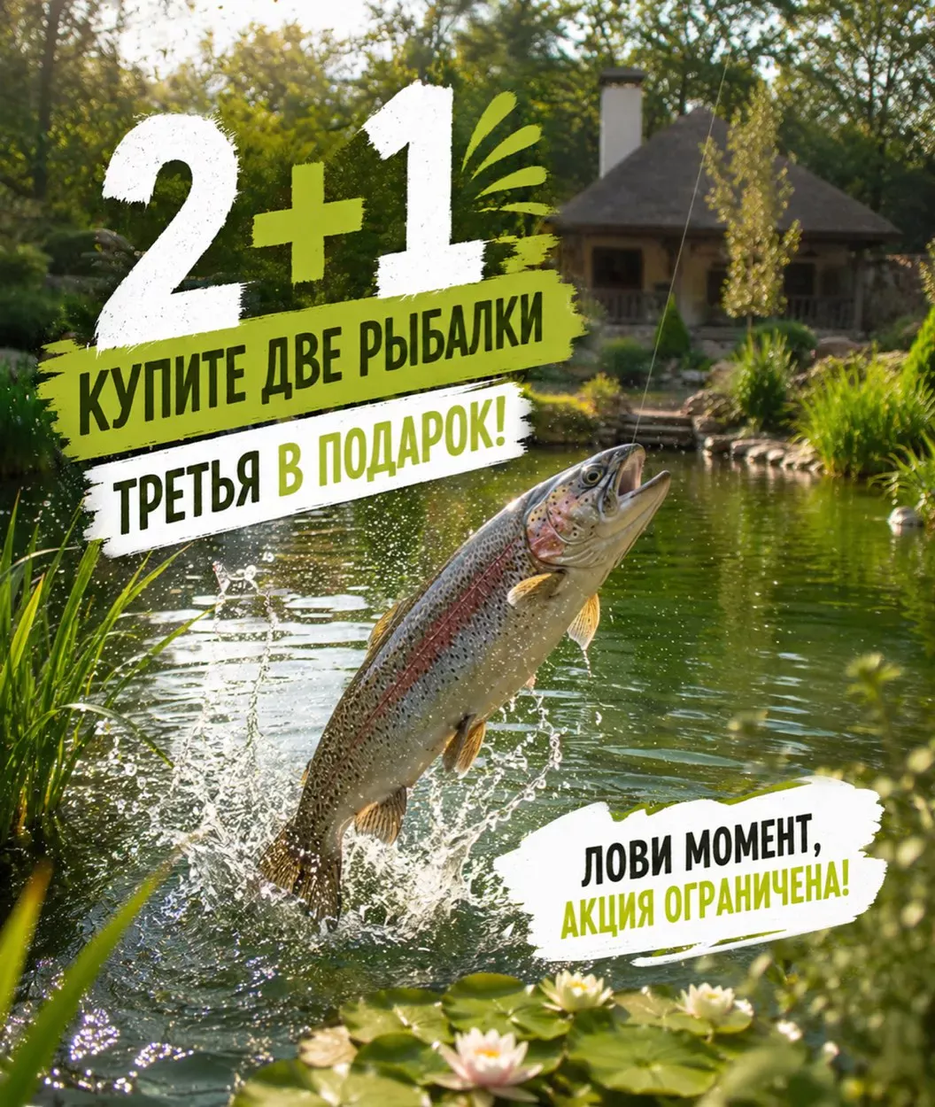 Афиша акции: купите две рыбалки, третья в подарок